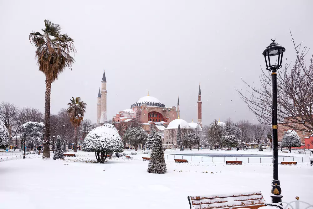 a historical site in Istanbul during winter
